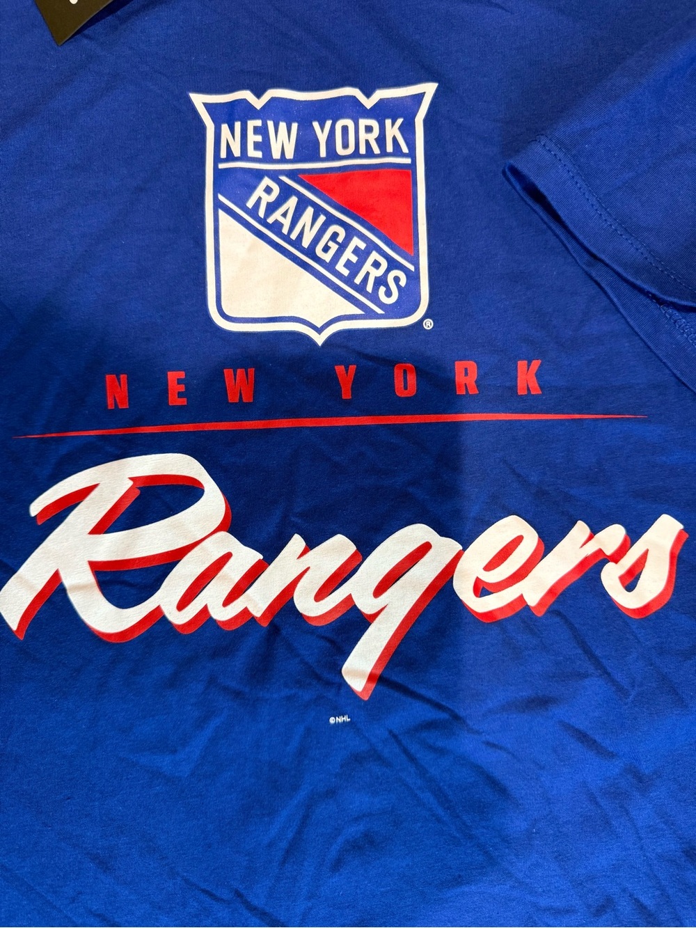 Fanatics Blue New York Rangers Script Logo Tee - Picture 2 of 4